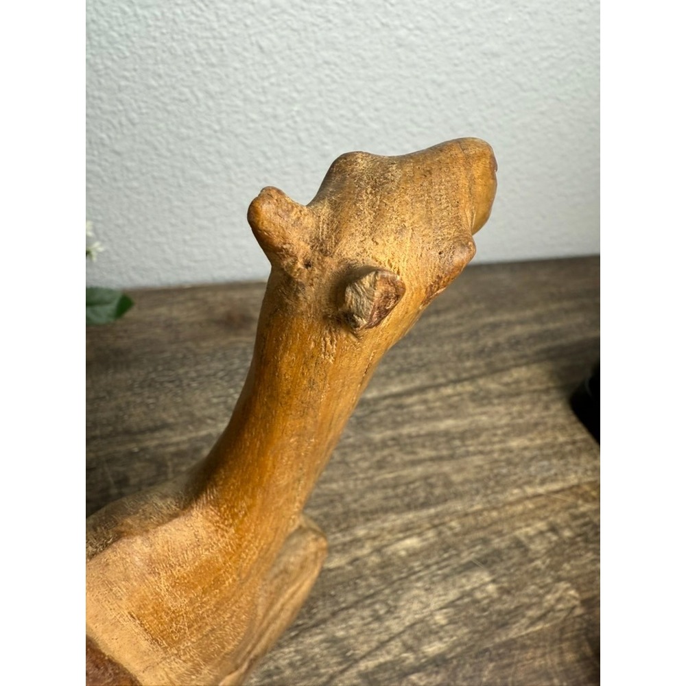 Vintage Hand Carved Wood Camel Nativity Figurine Christmas Folk Art 8" Manger - Picture 10 of 13